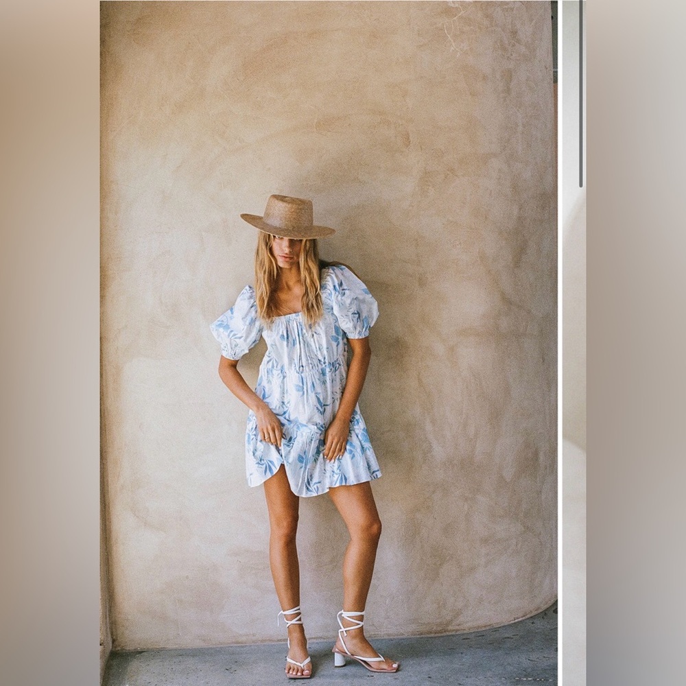 Sabo Floral Blue and White Dress